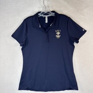 Under Armour Womens US Navy Polo Shirt Blue Size L Preowned Excellent